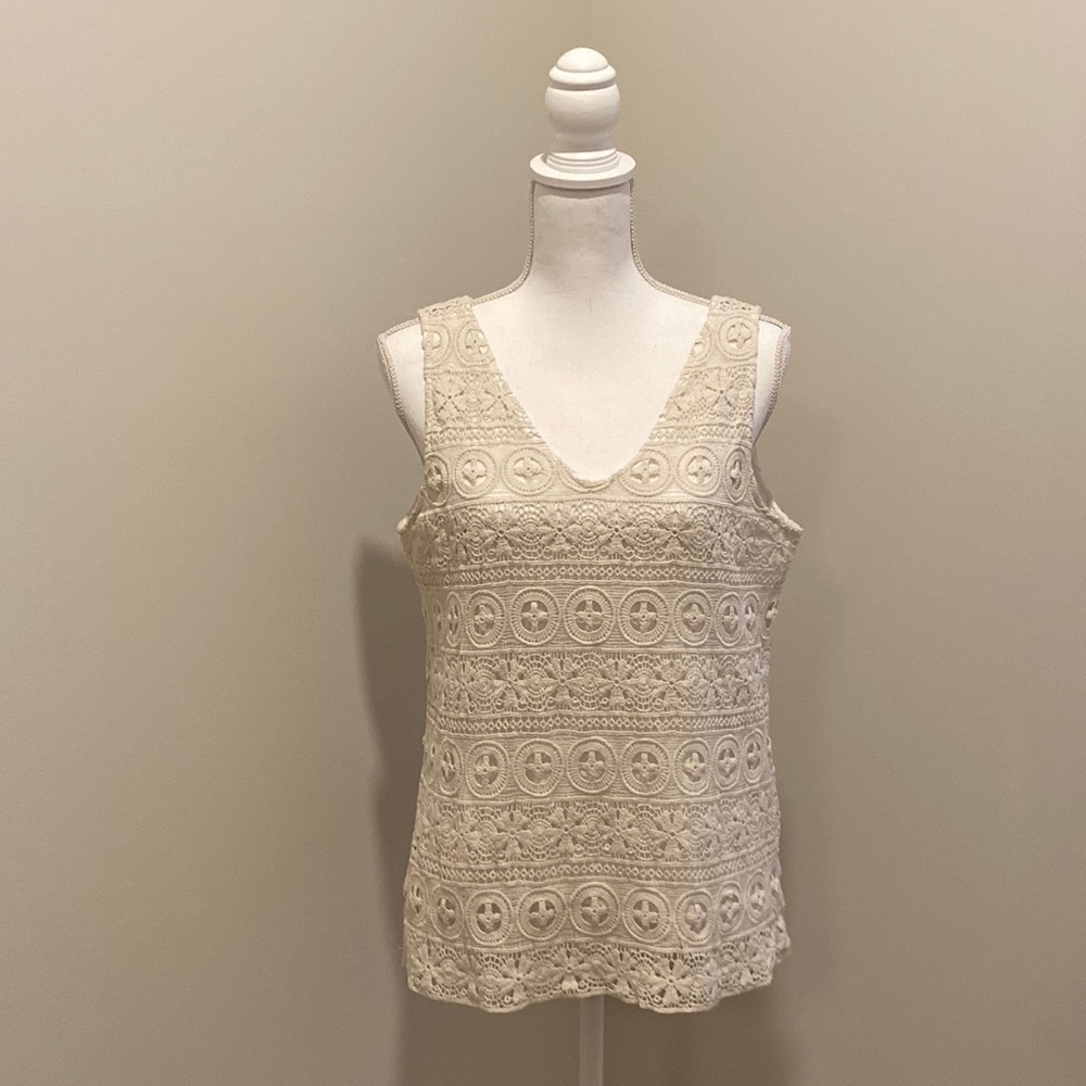 Women’s US Size 10 Sleeveless Crocheted Shirt in Off-White by Burton of …